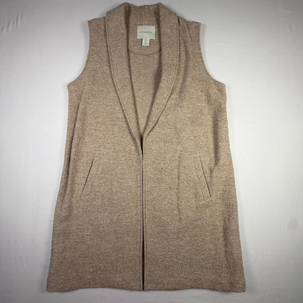 Cynthia Rowley Longline Vest Wool Blend Shawl Collar Minimalist Layering Women M